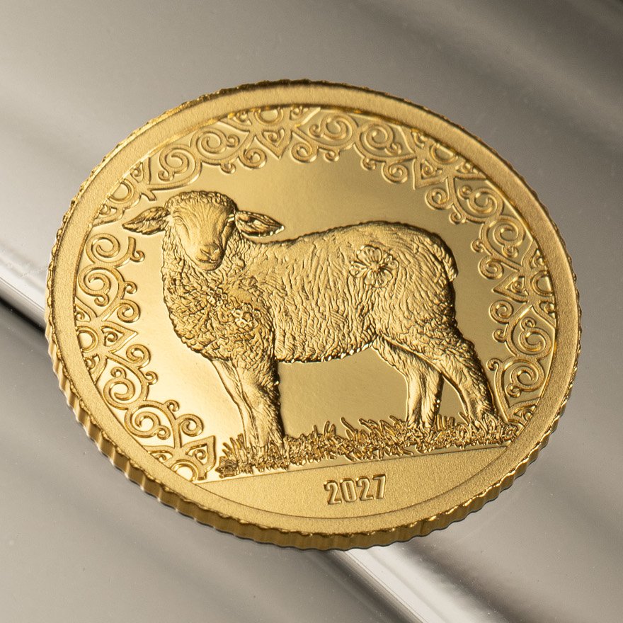 side view of the Gold Lunar year of the sheep 0,5 g Proof – 2027