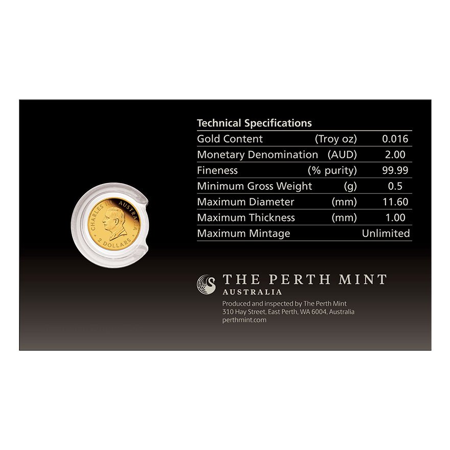 Back of Coin Card of Gold Kangaroo 0.5g Proof 2026