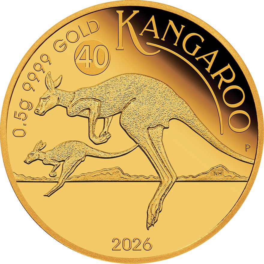 Front of Gold Kangaroo 0.5g Proof 2026