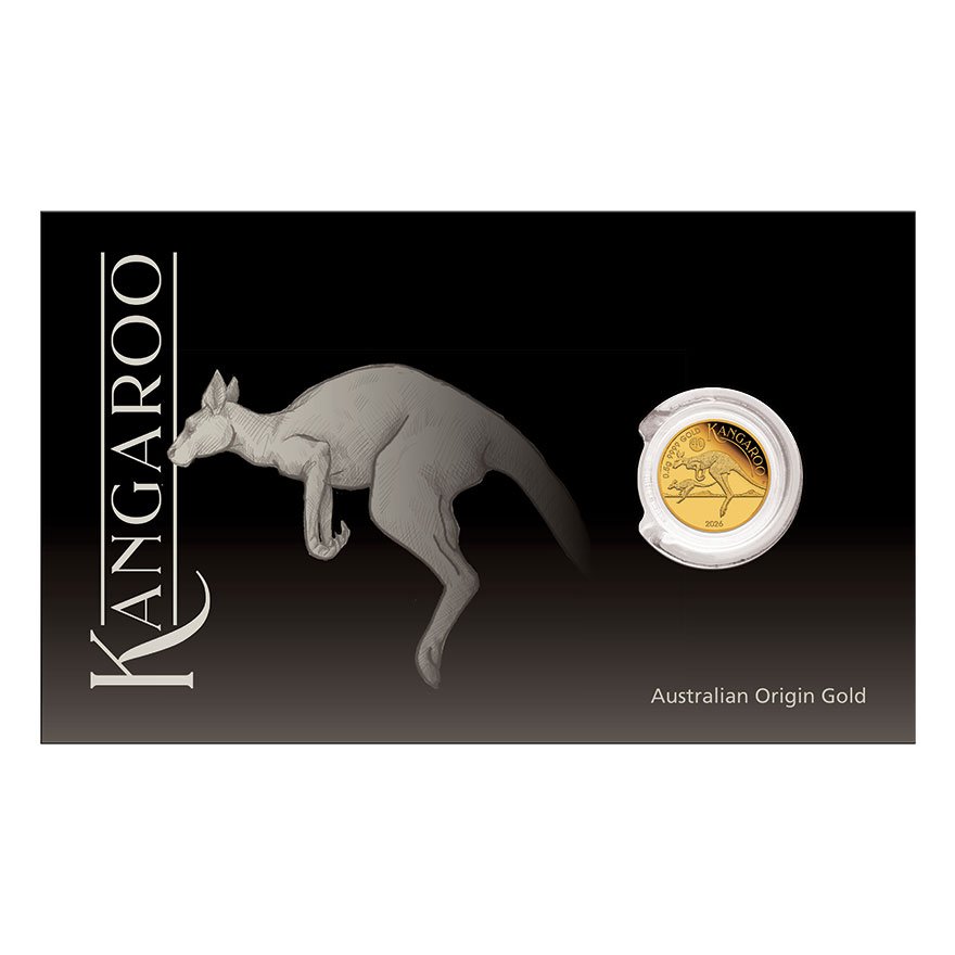 Front of Coin Card of Gold Kangaroo 0.5g Proof 2026