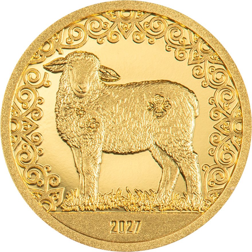 Front of the Gold Lunar year of the sheep 0,5 g Proof – 2027