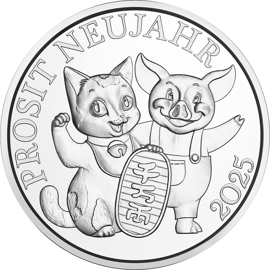 View 1: Silber Glücksjeton "Die Katze" 2025