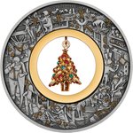 Front of the Silver Santas Workshop 2 oz - Antique Finish 2025