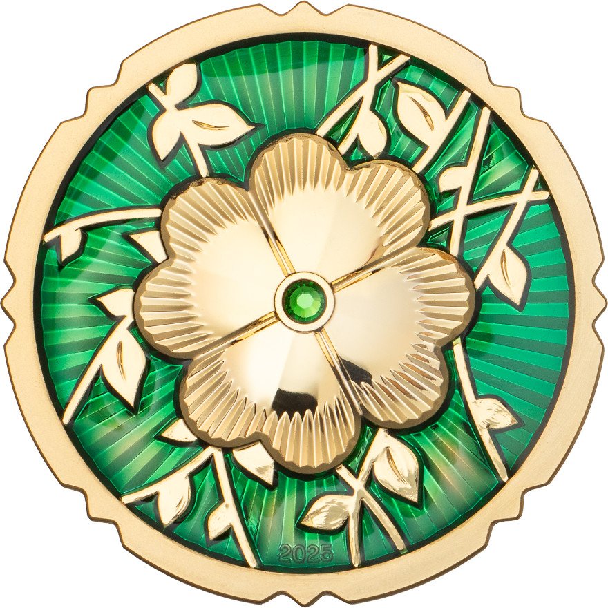 Front of Silver Evergreen Clover 1 oz – Ultra High Relief