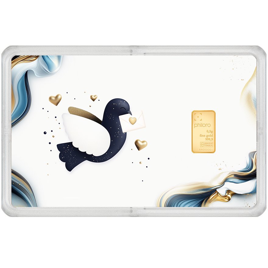 View 1: Goldbarren 0,5 g - philoro Geschenkkarte "Goldene Botschaft"
