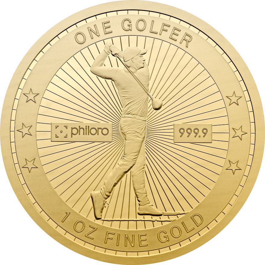 View 1: Gold One Golfer 1 oz PP - philoro