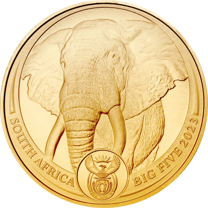 Front of the Gold Elephant 1 oz - Big Five 