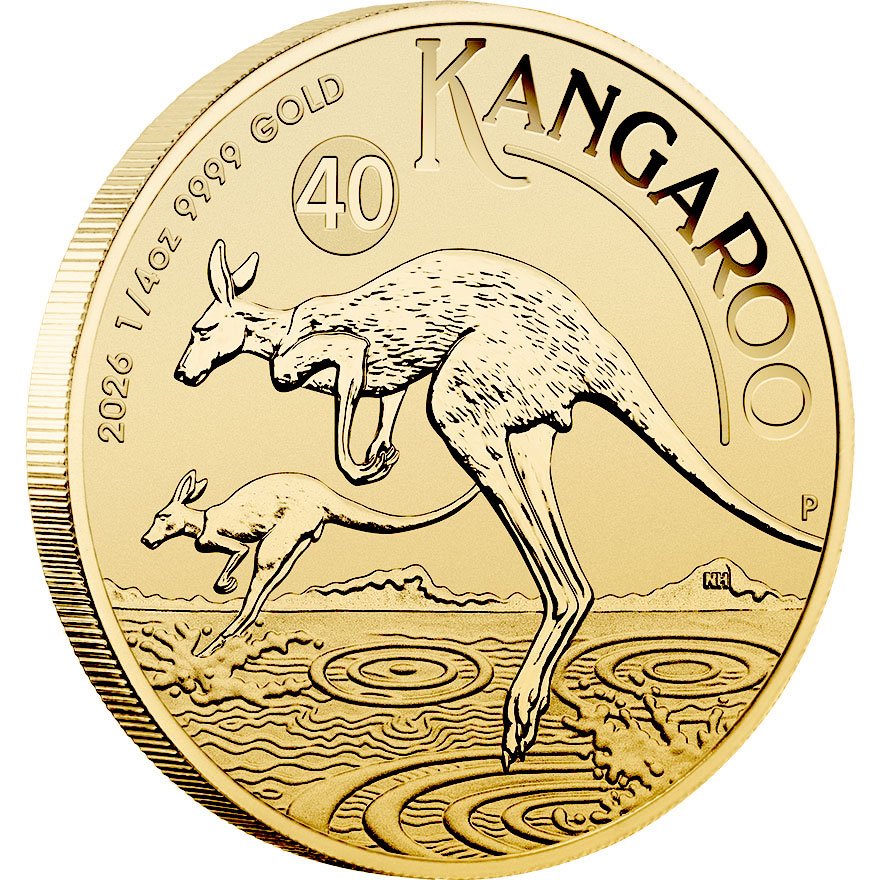 Side view of the Gold Kangaroo 1/4 oz - 2026