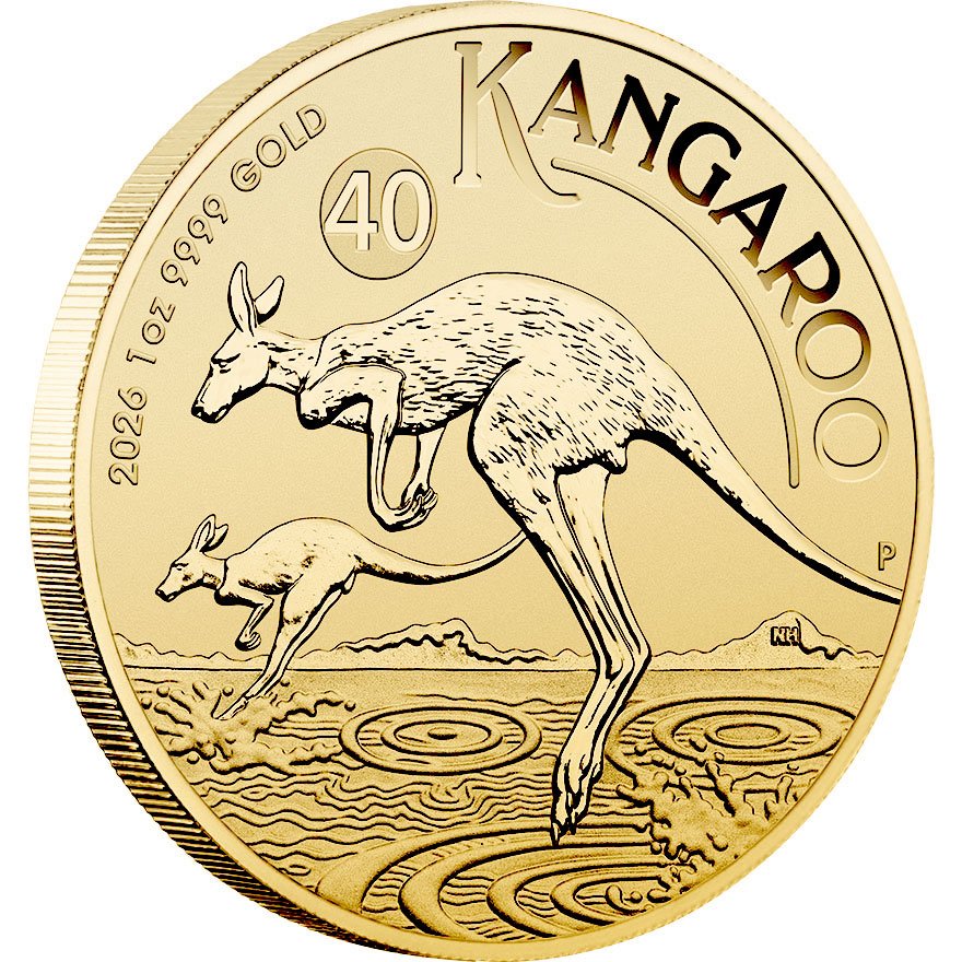 Side view of the Gold Kangaroo 1 oz - 2026