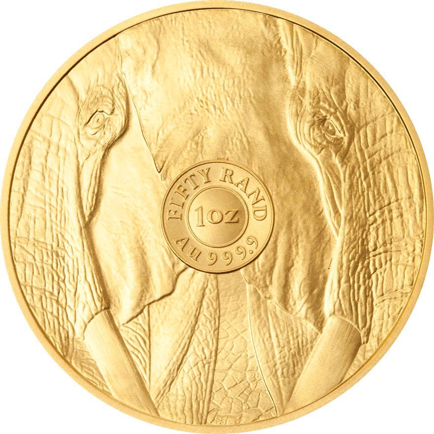 Back of the Gold Elephant 1 oz - Big Five 
