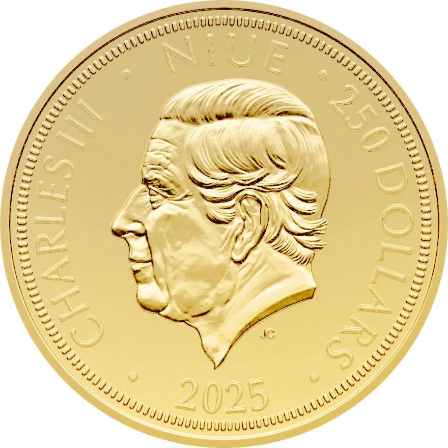 Back of the Gold Czech Lion 5 oz - 2025