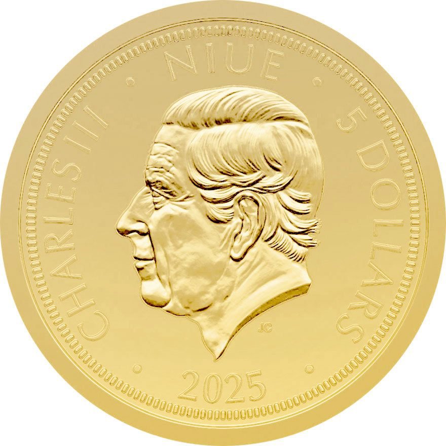 Back of the Gold Czech Lion 1/4 oz - 2025