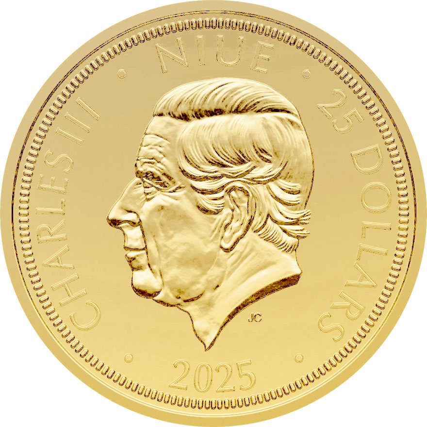 Back of the Gold Czech Lion 1/2 oz - 2025
