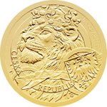 Front of the Gold Czech Lion 1/25 oz - 2025