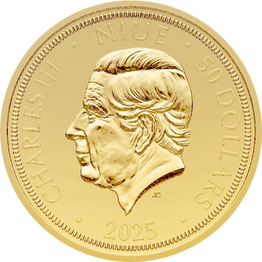 Back of the Gold Czech Lion 1 oz - 2025