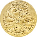 Front of the Gold Czech Lion 1/4 oz - 2025
