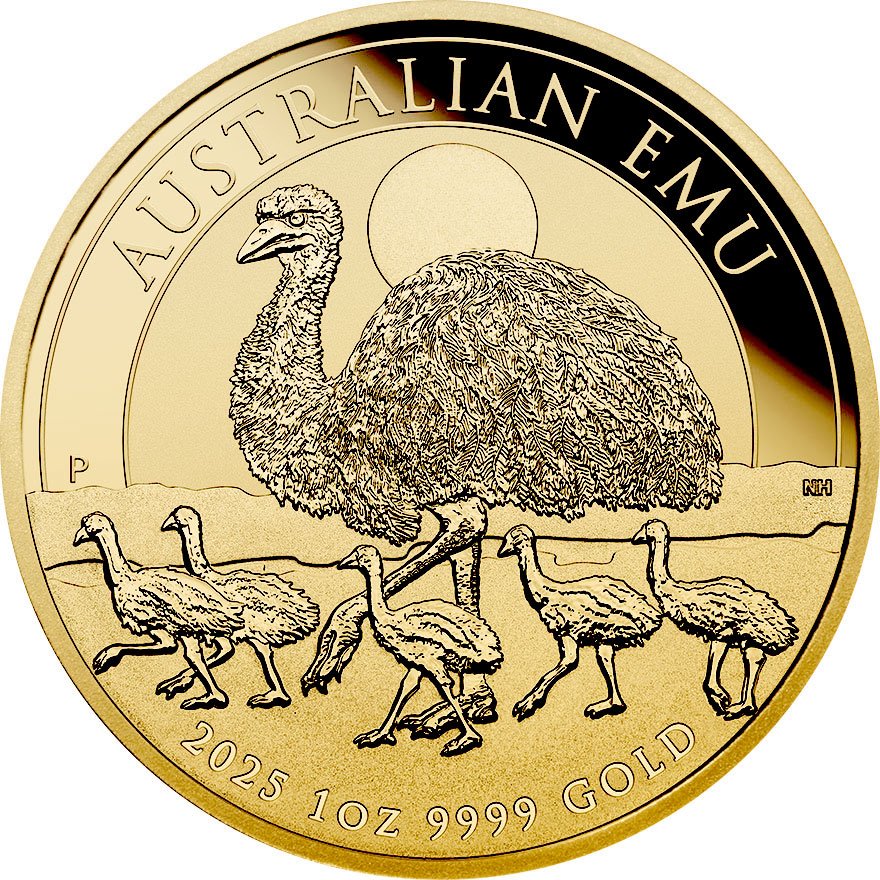 Front of the Gold Emu 1 oz - 2025