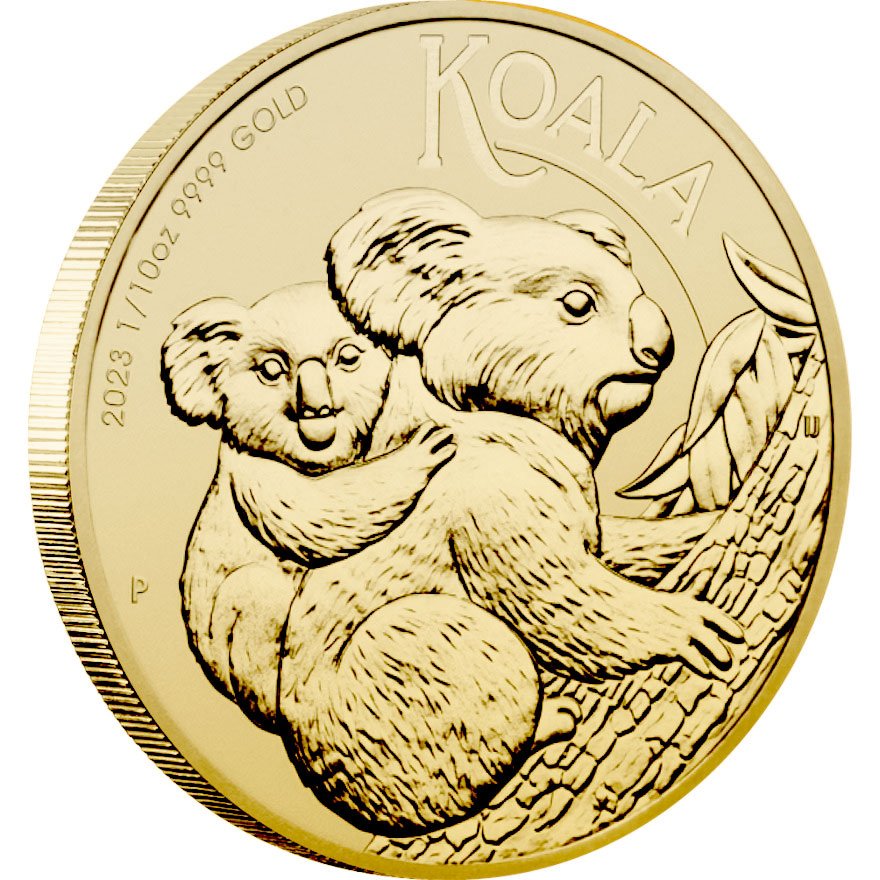 Side view of the Gold Koala 1/10 oz - 2023