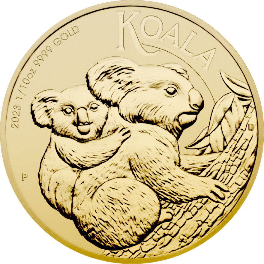 Front of the Gold Koala 1/10 oz - 2023