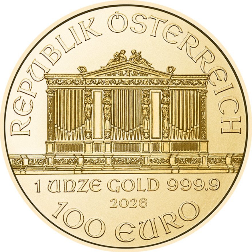 Back of the Gold Philharmonic 1 oz - 2026