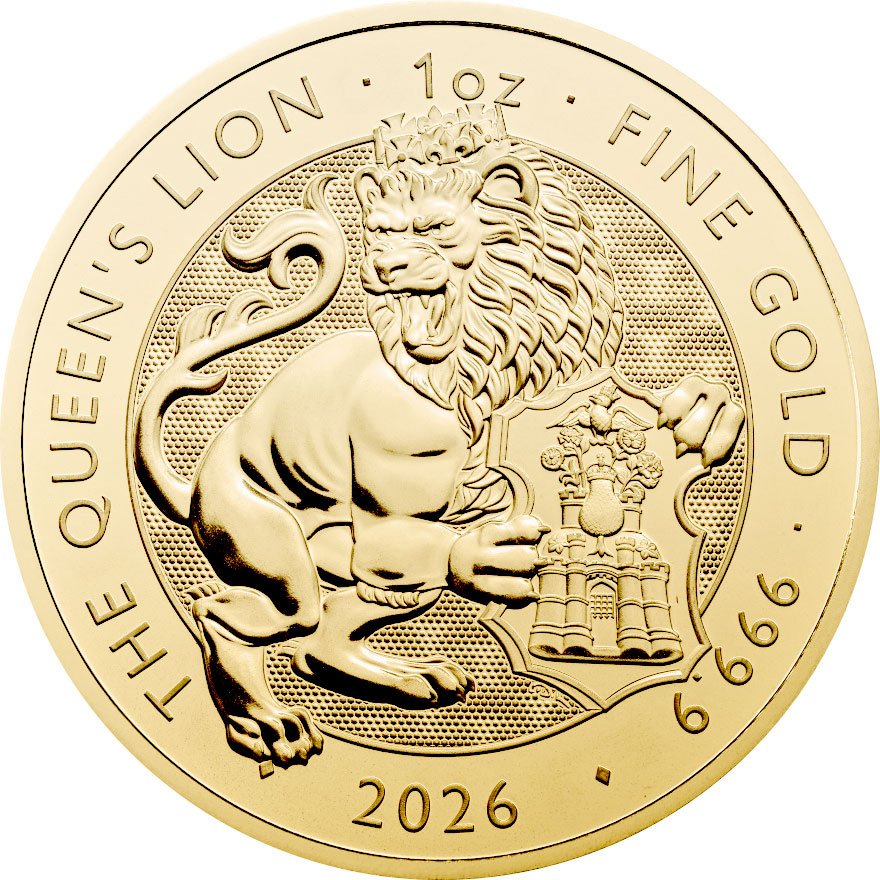 Front of the Queen's Lion 1 oz - Royal Tudor Beasts 2025