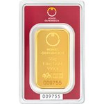 Front of the Gold bar 50 g - Austrian Mint in the blister card (Production version 2)