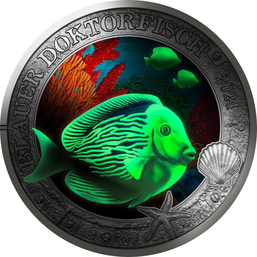 View 2: CuNi Leuchtende Meereswelten "Der Blaue Doktorfisch" 3 EUR UN - 2024