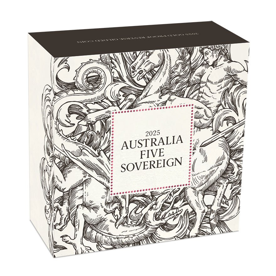 Coin Box Gold Five Sovereign PF Roségold Perth Mint - 2025