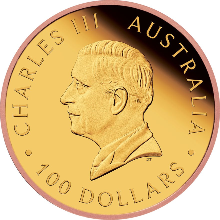 Back of the Gold Five Sovereign PF Roségold Perth Mint - 2025