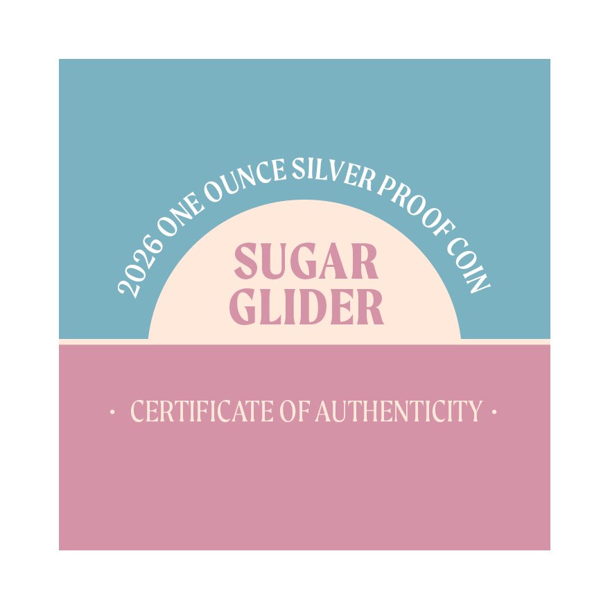COA of Silver Cute & Cuddly 1 oz Proof - Baby Sugar Glider 2026