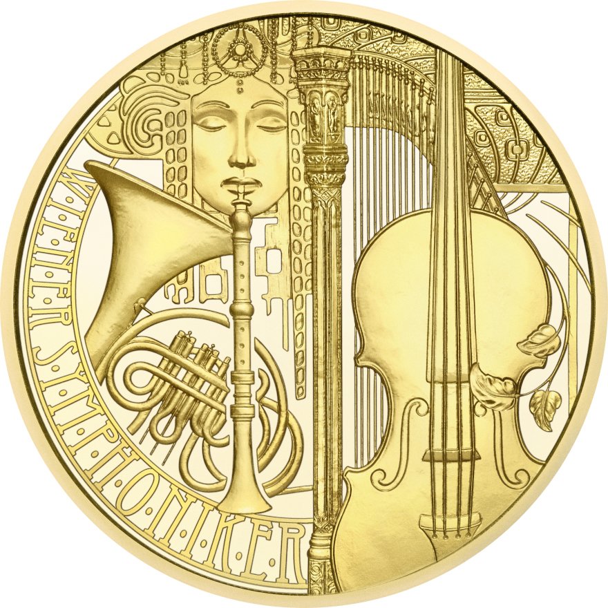 Back of Gold 125 Years Vienna Symphony Orchestra 1/2 oz Proof - 2025