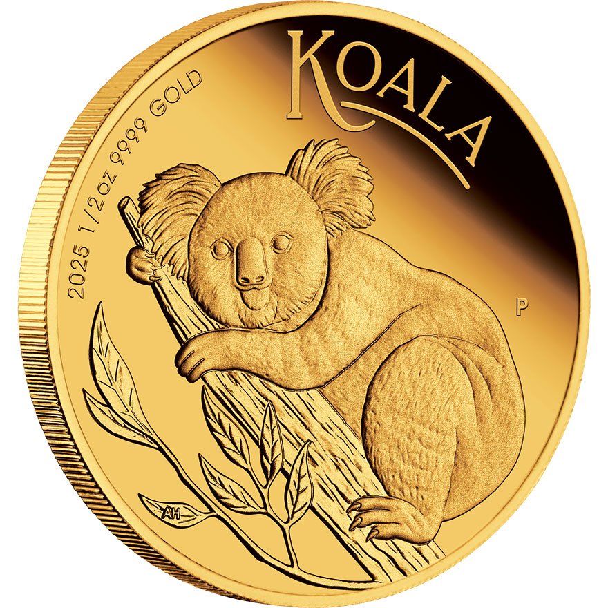 Side view of Gold Koala 1/2 oz PF – First Issue