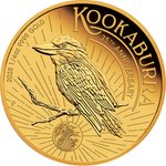 Front of the Gold Kookaburra 1/4 oz Proof - High Relief 2025 