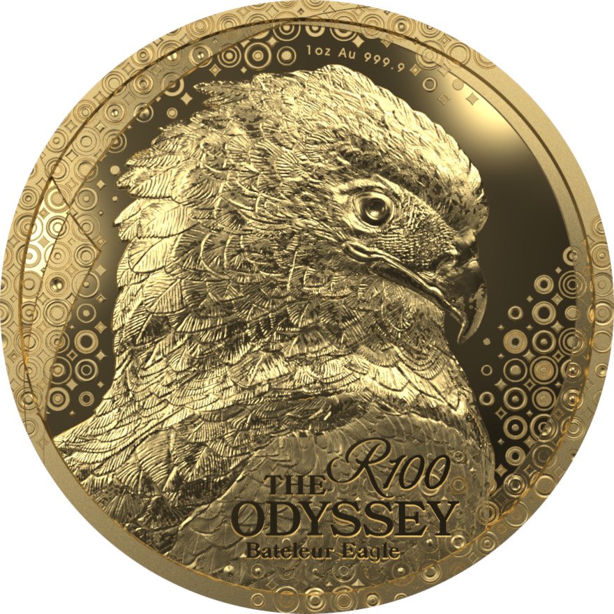 Front of the Gold Bateleur Eagle 1 oz PF - 2025