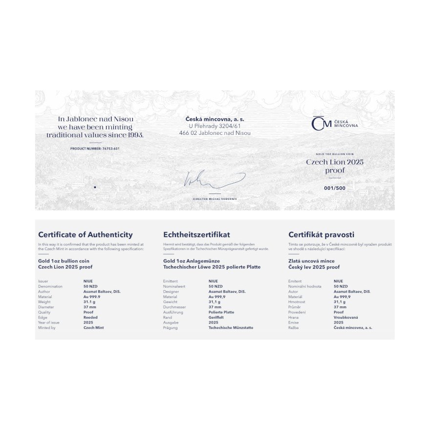 Certificate of authenticity