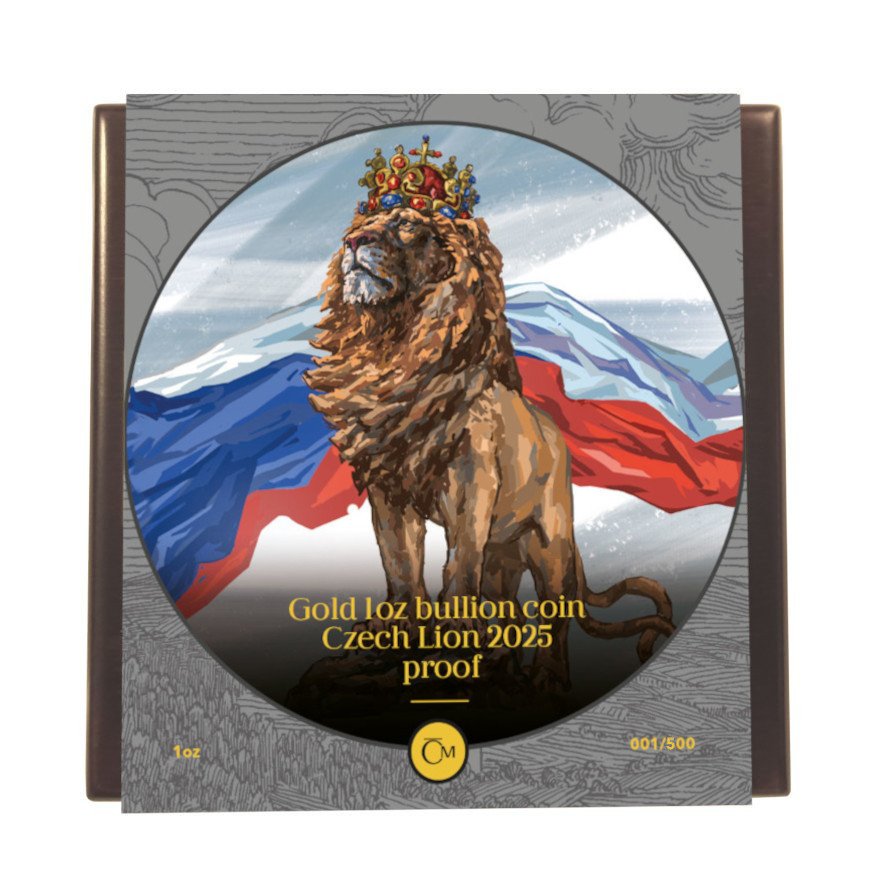 Gold Czech lion 1 oz - Proof - 2025 in the original coin case