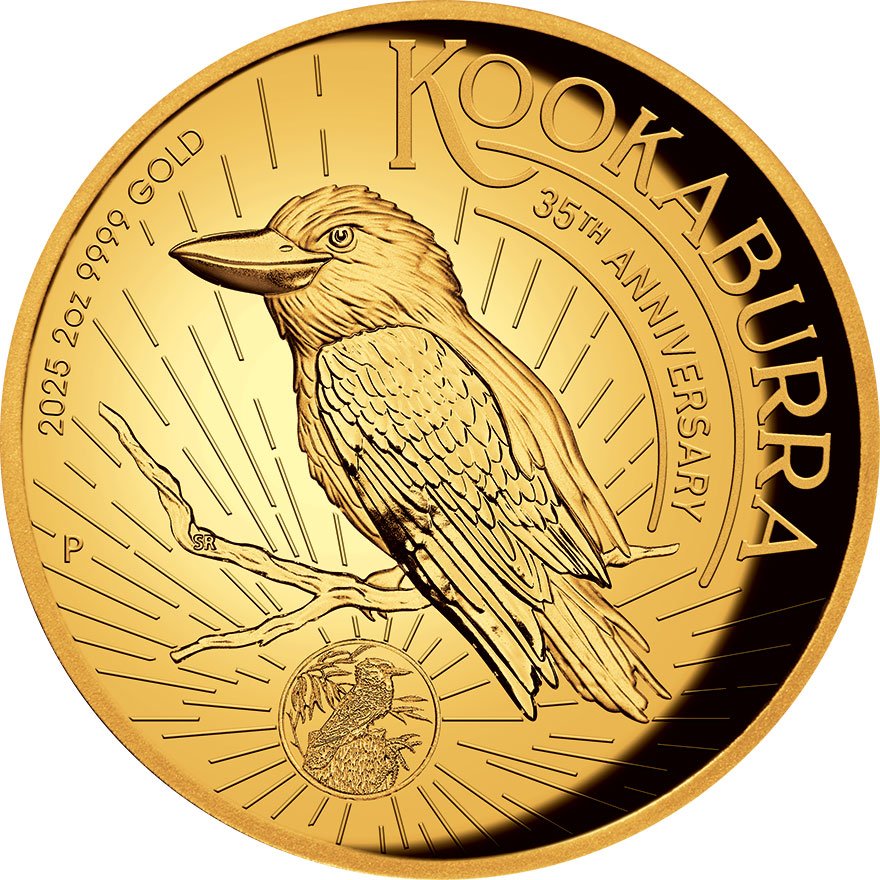 Front of the Gold Kookaburra 2 oz Proof - High Relief 2025 