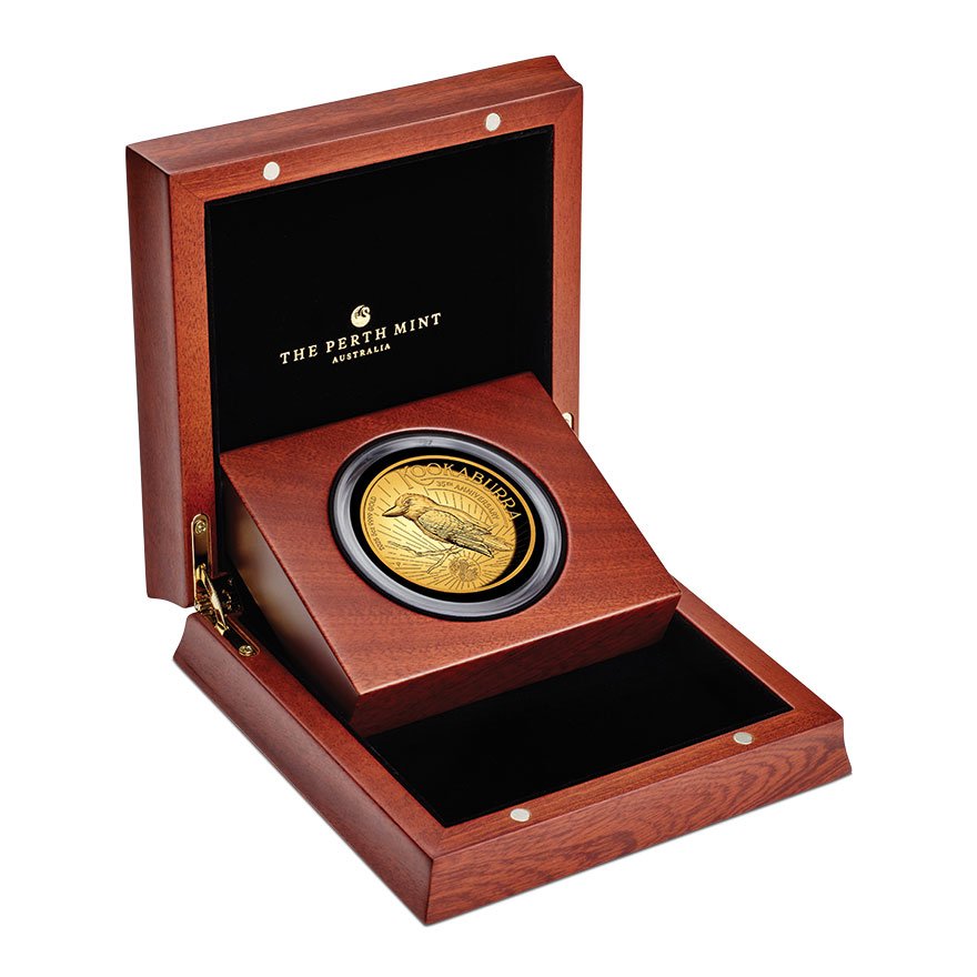 Gold Kookaburra 5 oz Proof - High Relief 2025  in the original coin case