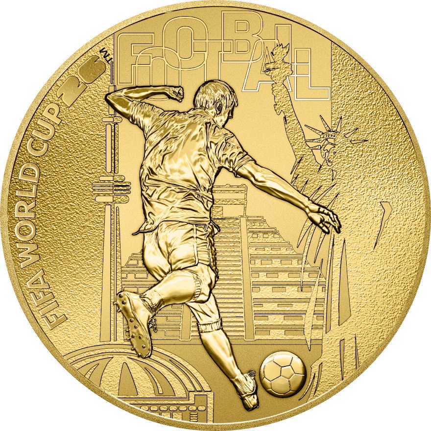 Front of Gold 2026 World Cup 5 oz Reverse Proof 