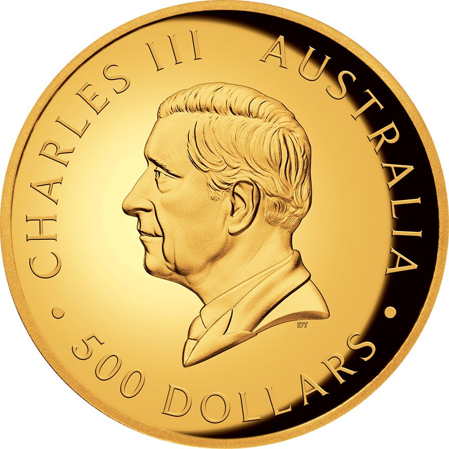 Back of the Gold Kookaburra 5 oz Proof - High Relief 2025 