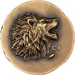 Front of the Gold lion 1 oz Antik Finish - High Relief 2025