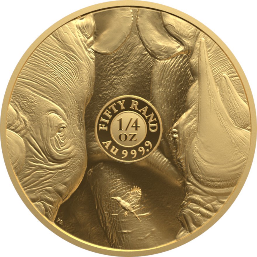 Back of the Gold Rhino 1/4 oz PF - Big Five Series III - 2025