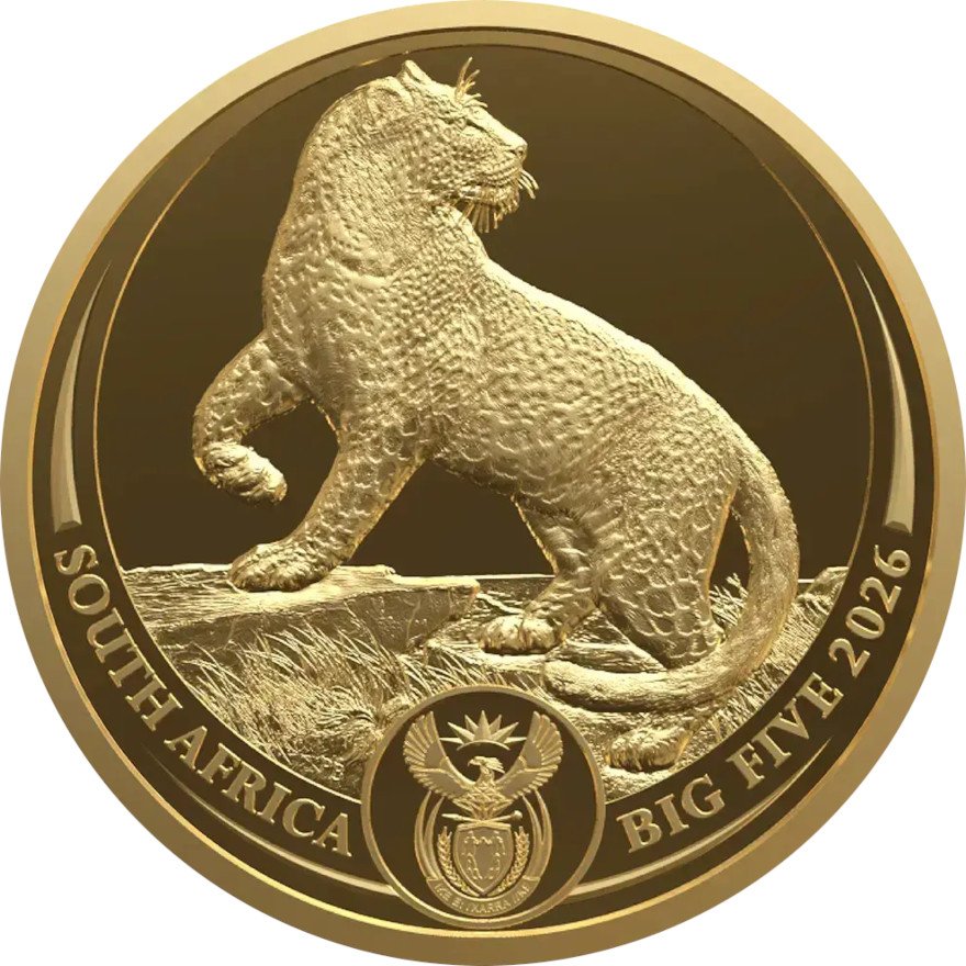 Front of Gold Big5 Leopard 1/4 oz Proof
