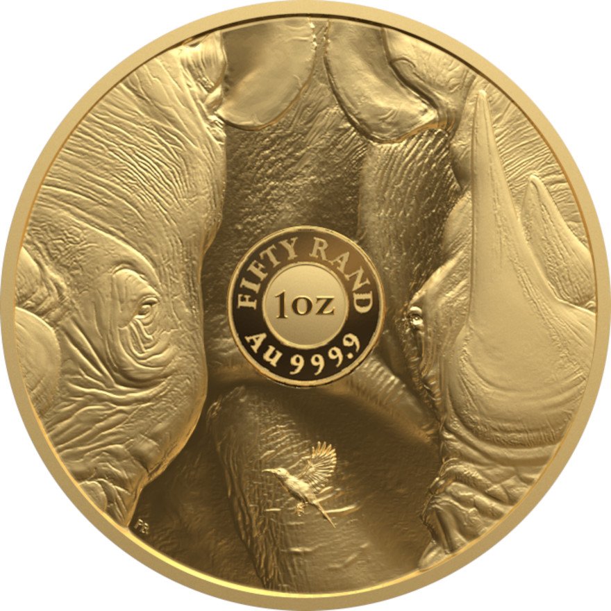 Back of the Gold Rhino 1 oz PF - Big Five Series III - 2025