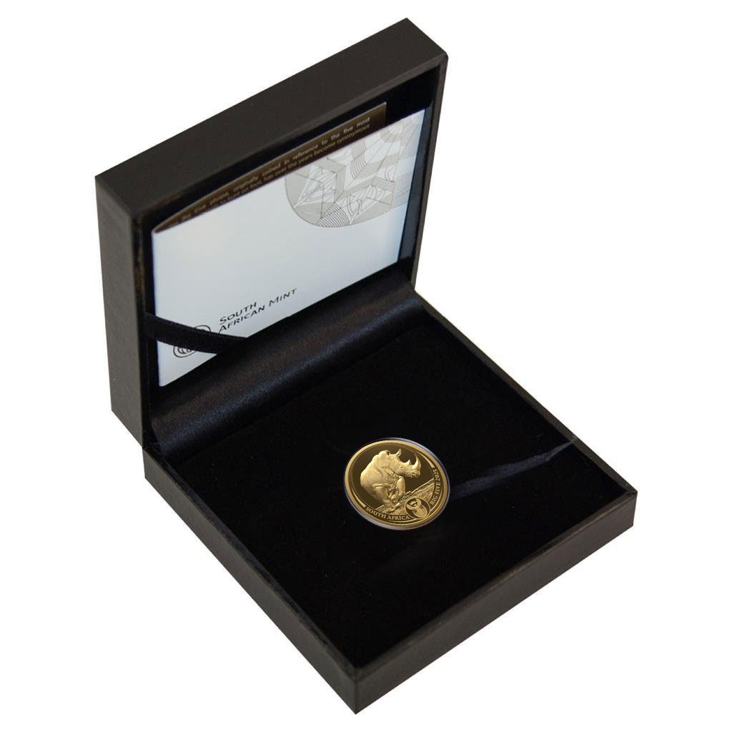 Gold Rhino 1/4 oz PF - Big Five Series III - 2025 in the original coin case