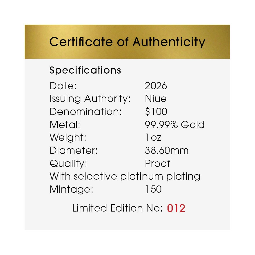 COA of Gold Greater Bilby 1 oz Proof - 2026