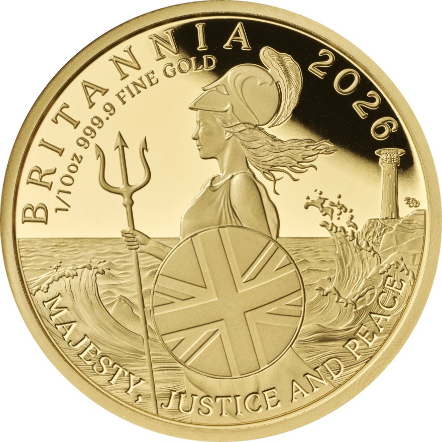 Front of Gold Britannia 1/10 oz Proof - 2026