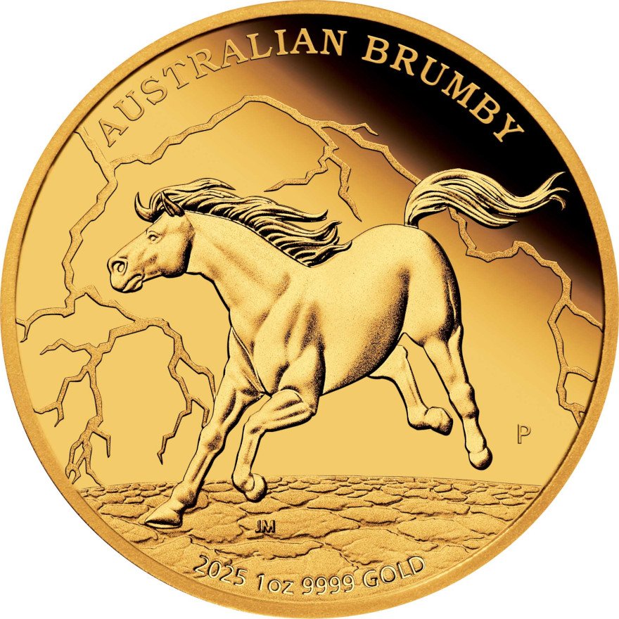 Front of the Gold Australian Brumby 1 oz Proof - 2025