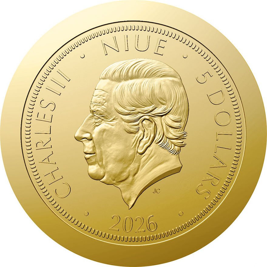 Back of Gold Czech Lion 1/25 oz 2026