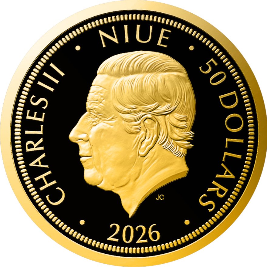 Back of the Gold Czech lion 1 oz - Proof - 2026